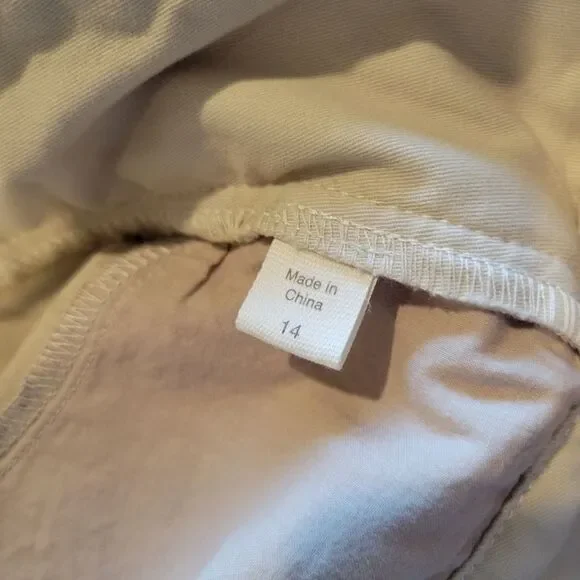 Garnet Hill organic cotton chino wide leg, khaki size 14